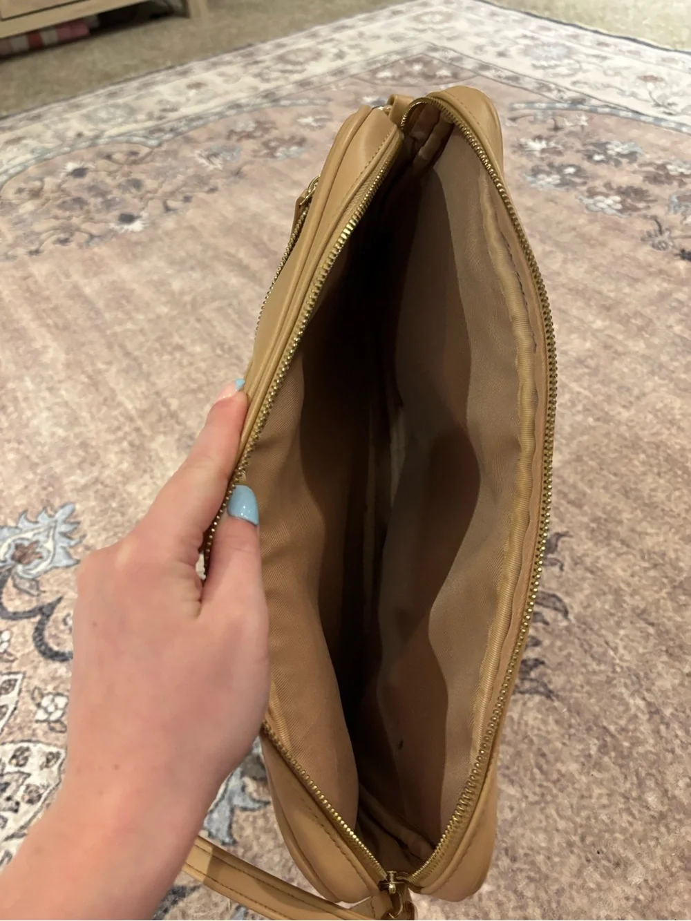GUESS Tan and Black Striped Laptop Bag